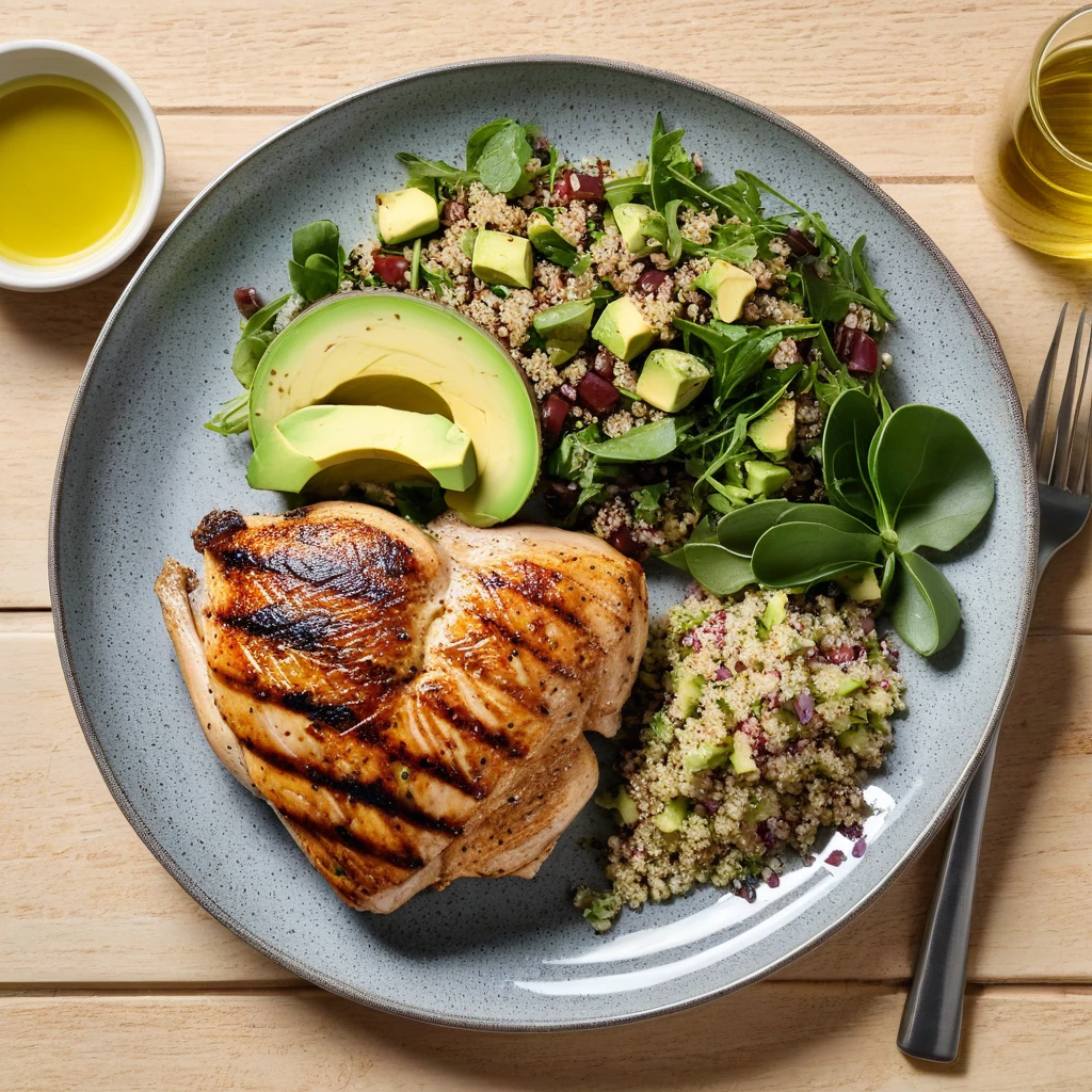 Grilled Chicken with Quinoa and Avocado Salad