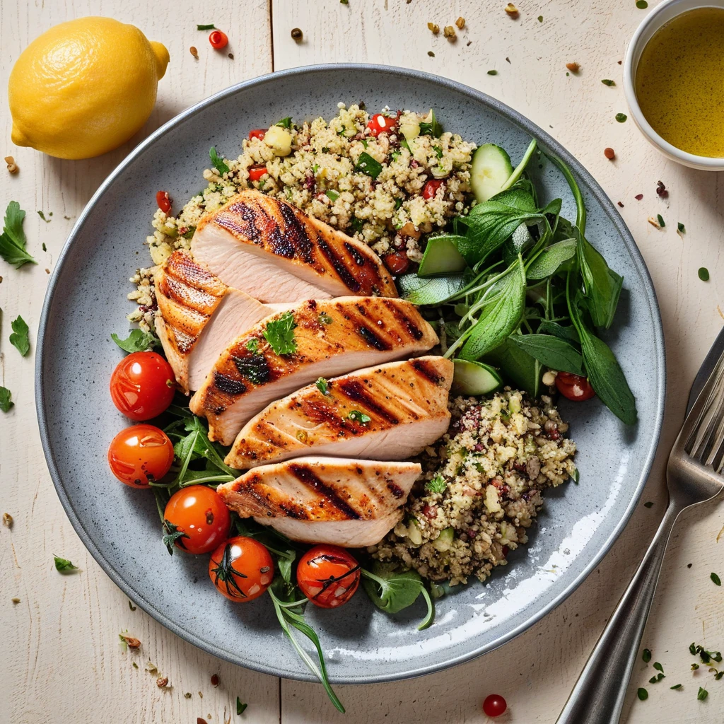 Lemon Herb Grilled Chicken with Quinoa Salad