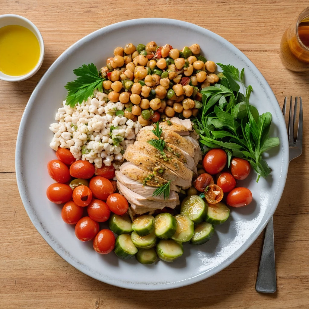 Ensalada de Pollo con Garbanzos y Verduras