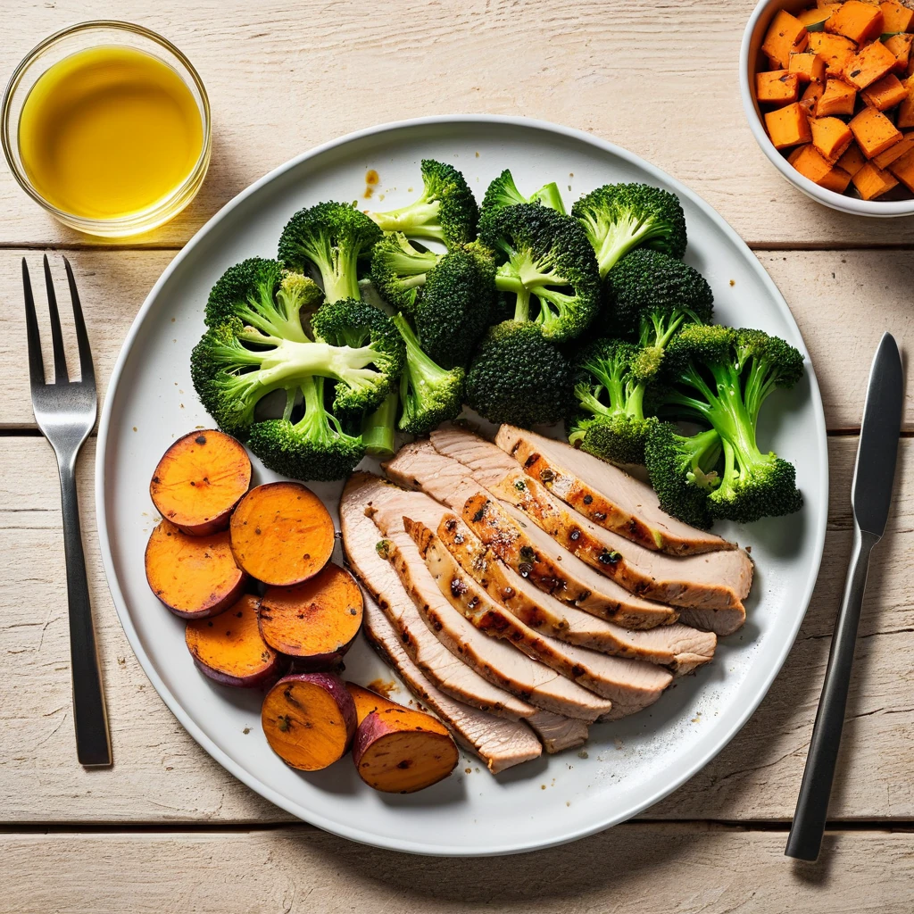 Grilled Turkey Breast with Sweet Potato and Broccoli