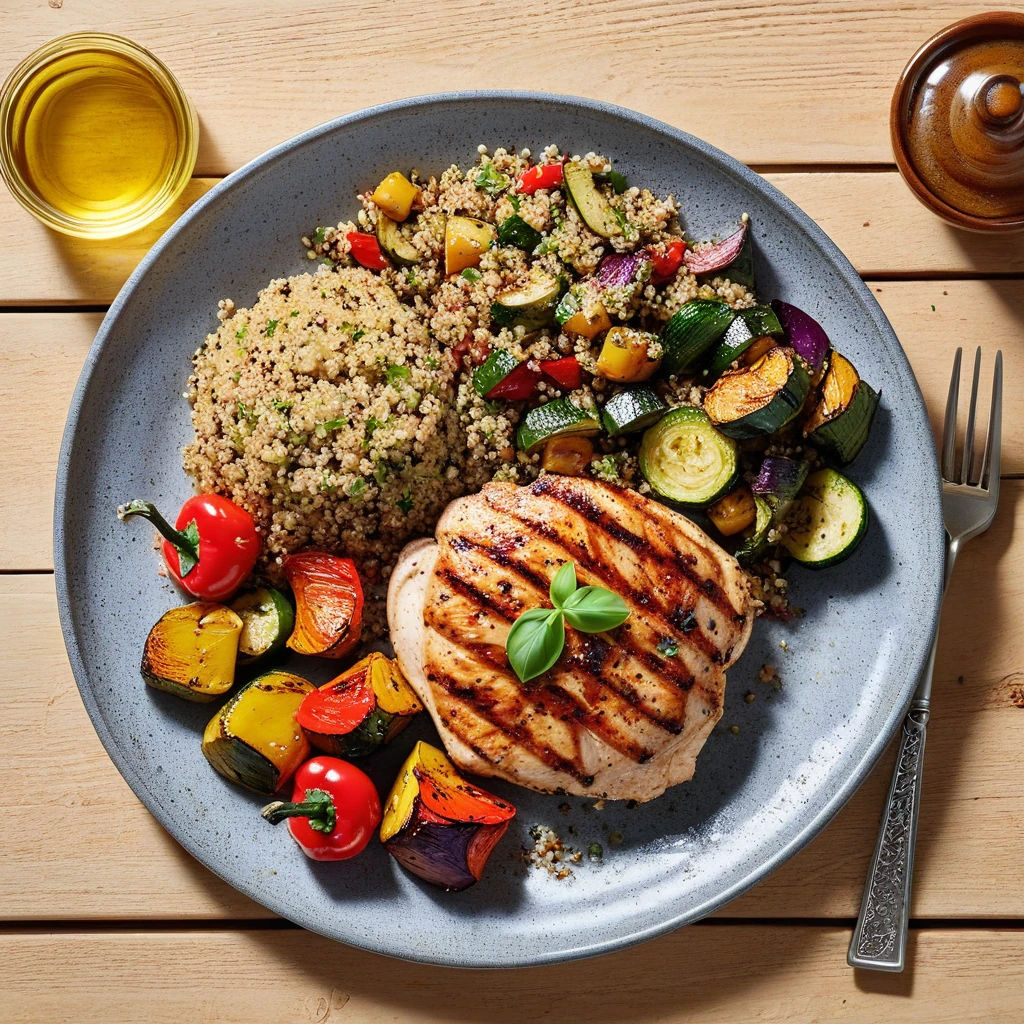 Mediterranean Grilled Chicken with Quinoa and Roasted Vegetables