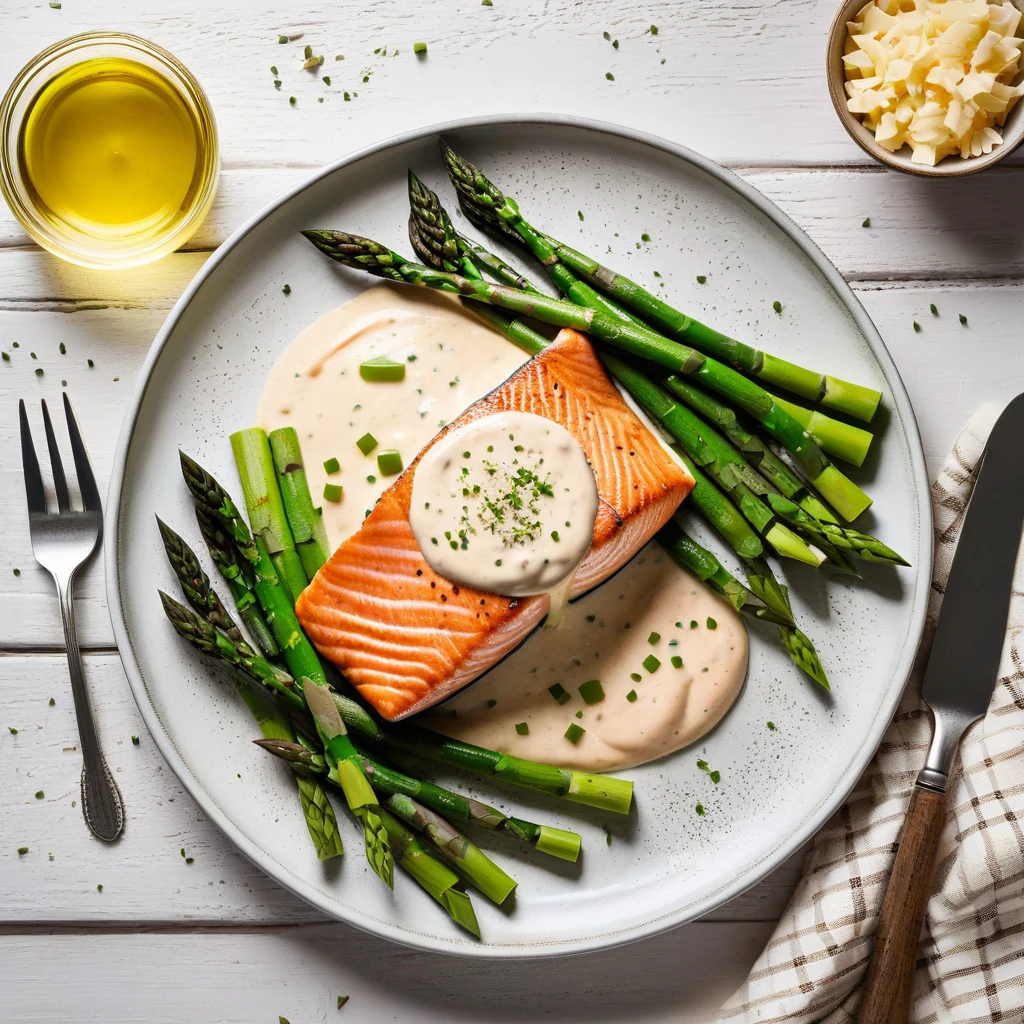 Salmon & Asparagus with Creamy Sauce