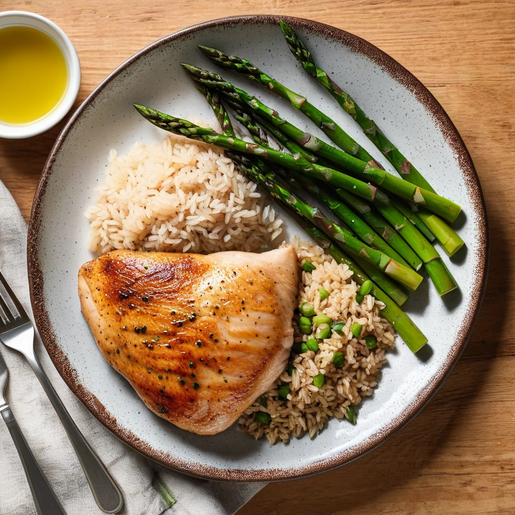 Chicken, Brown Rice, and Asparagus