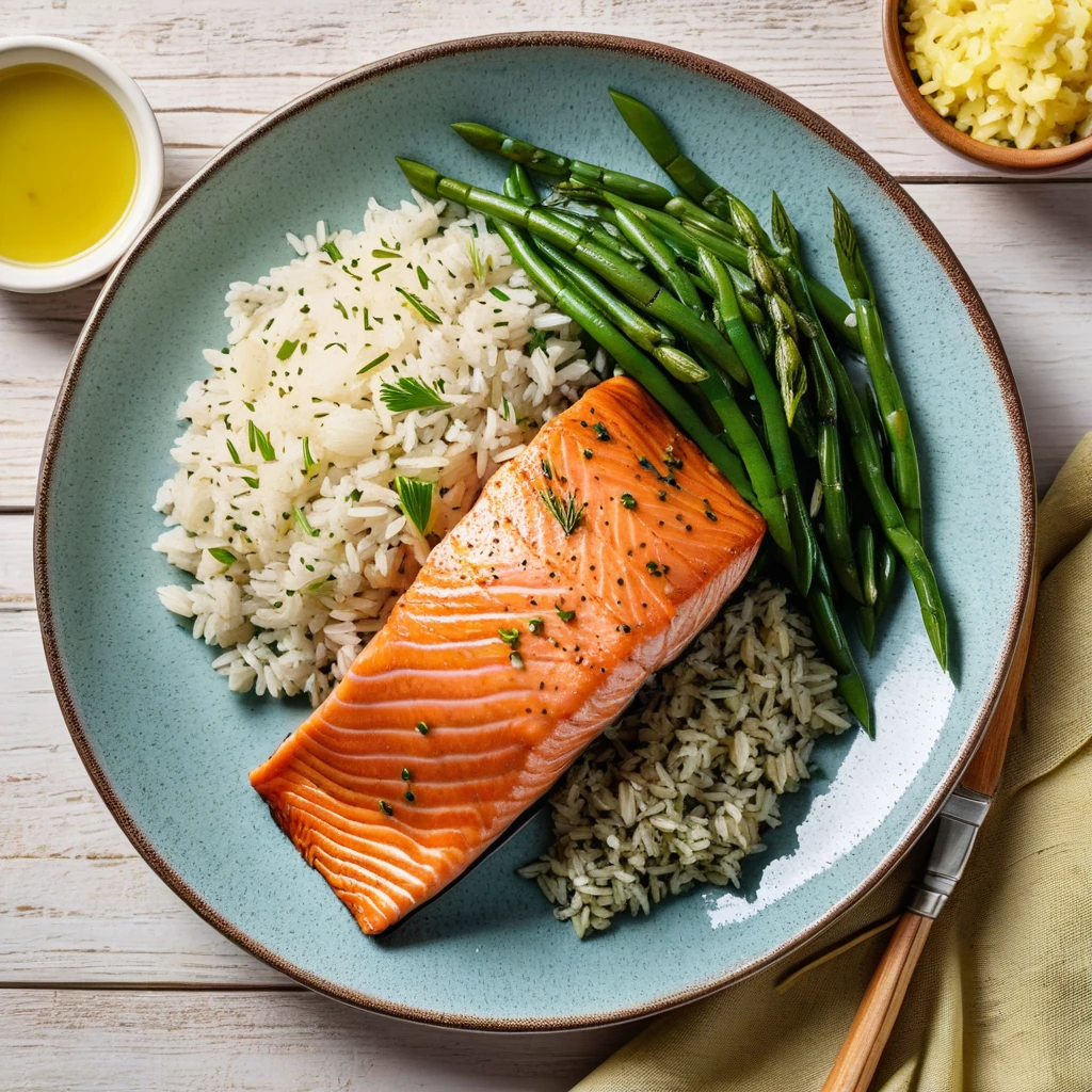 Baked Salmon with Herb Rice