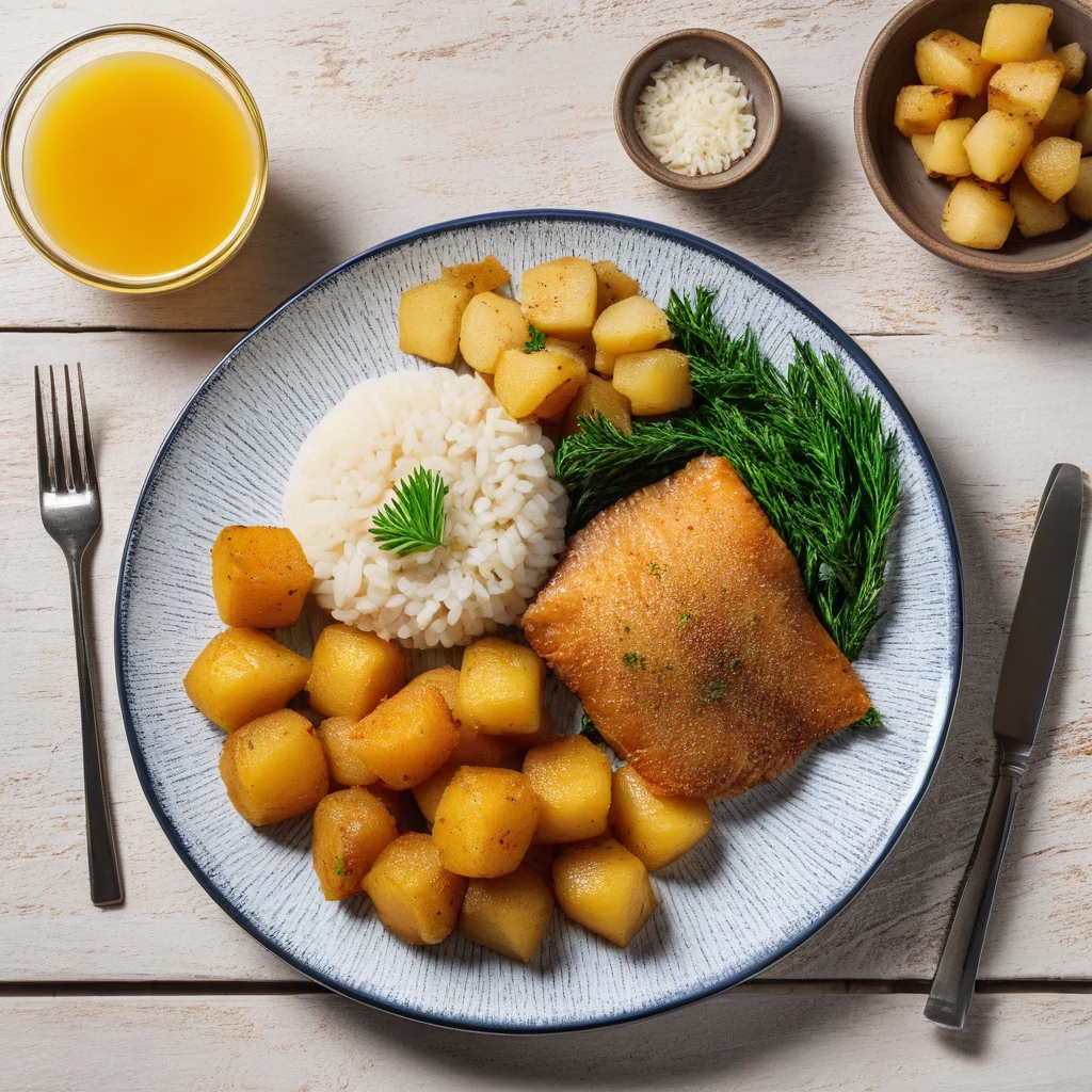 Filé de Peixe com Batata-Doce Assada e Brócolis