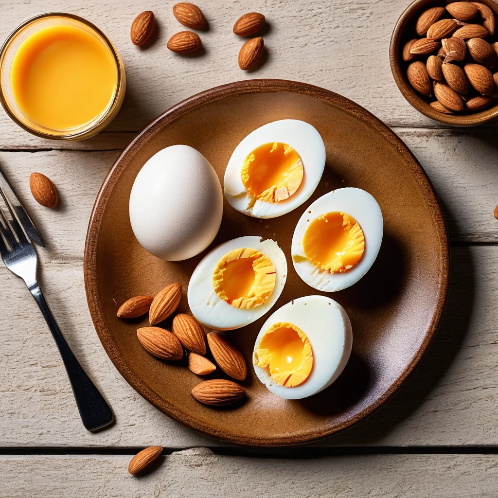 Hard-Boiled Eggs with Cheddar Cheese and Almonds