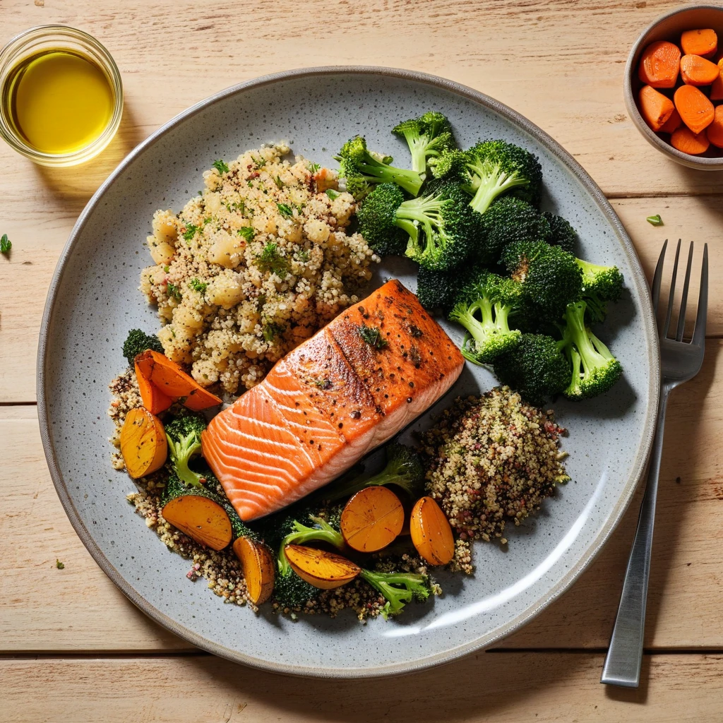Herb-Crusted Salmon with Quinoa and Roasted Vegetables