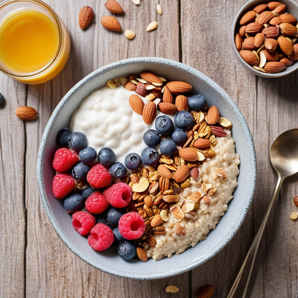 Protein-Packed Oatmeal Bowl with Berries and Nuts