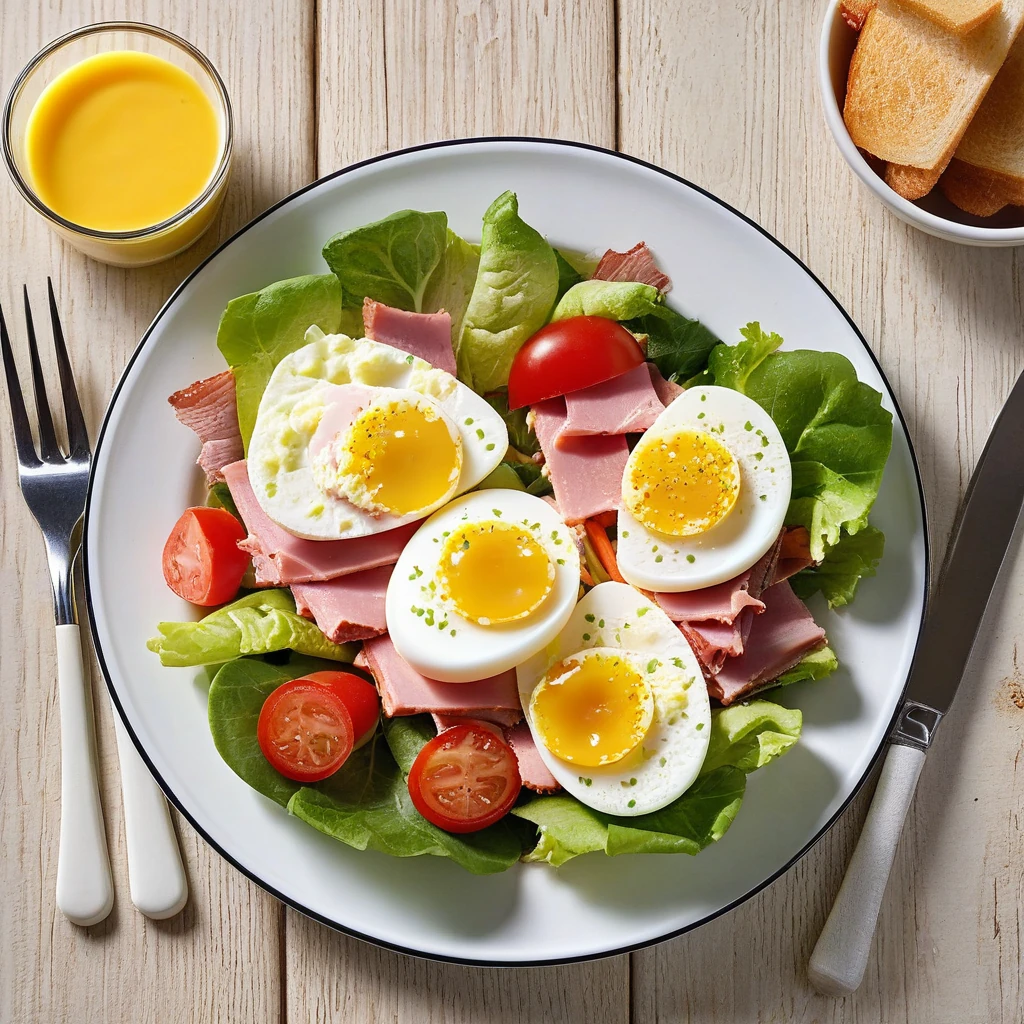 Egg and Ham Salad Sandwich with Vegetables
