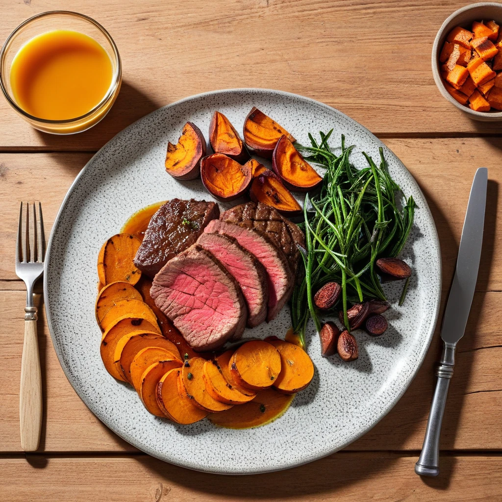 Seared Beef Sirloin with Roasted Sweet Potato