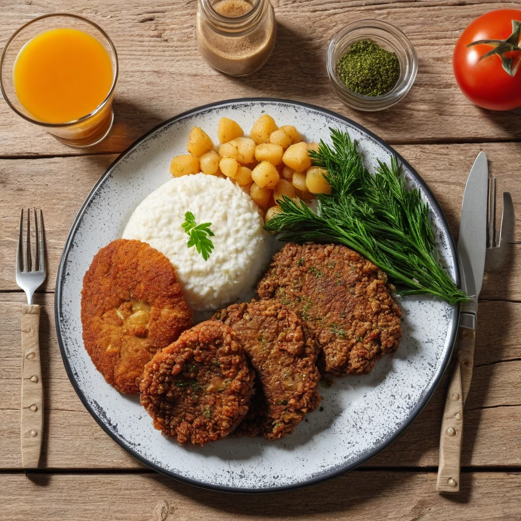 Kotlet schabowy z ziemniakami i mizeria