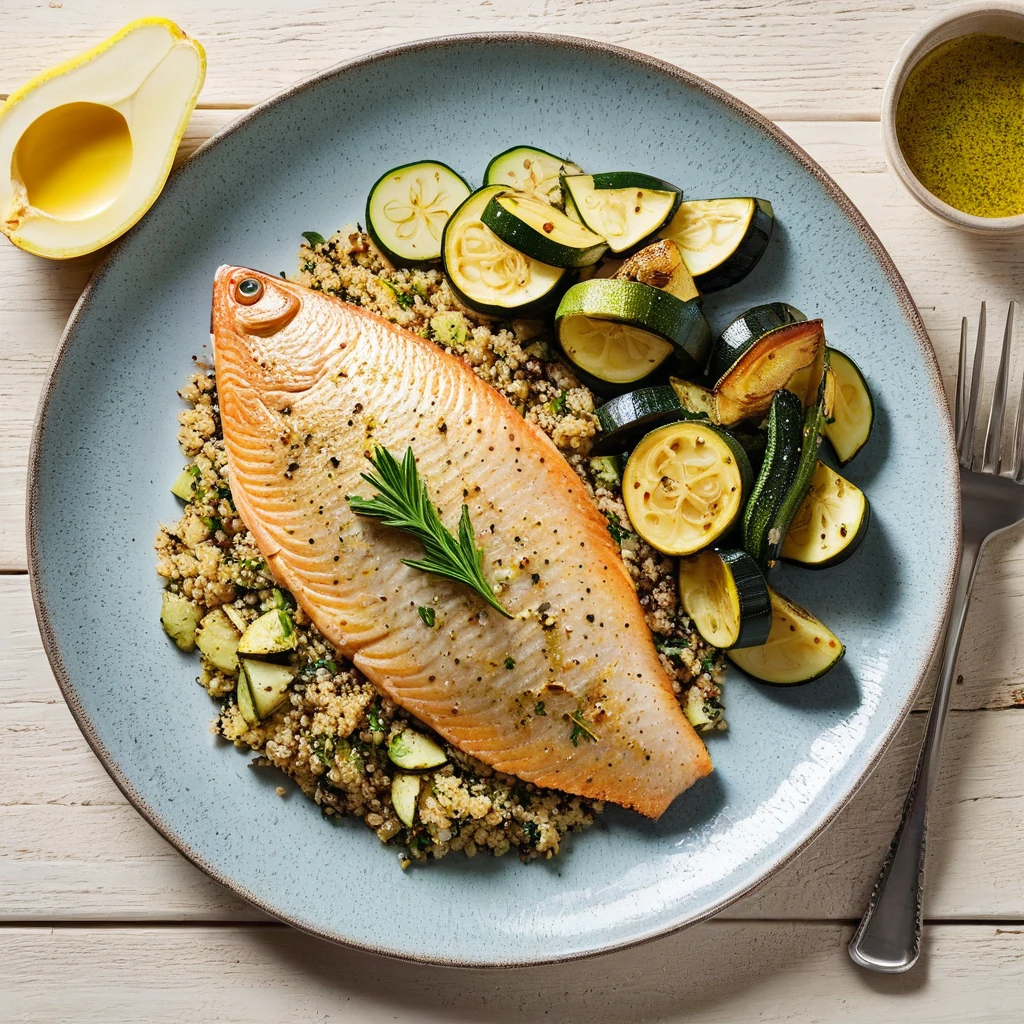 Herb-Baked Tilapia with Roasted Zucchini and Quinoa