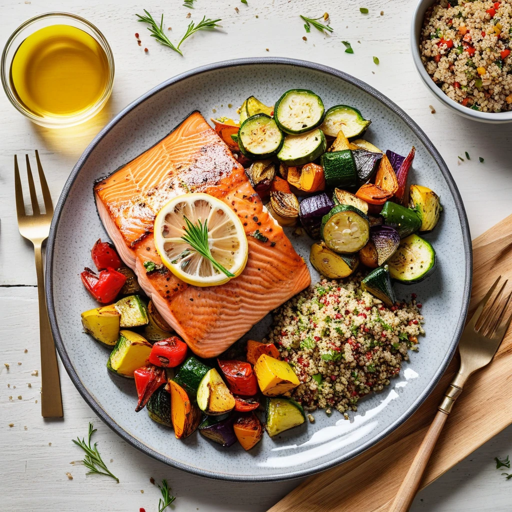 Citrus Herb Grilled Salmon with Quinoa and Roasted Vegetables