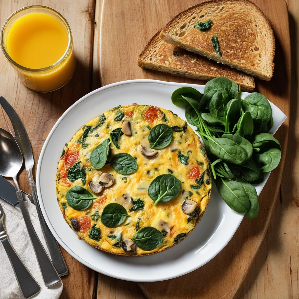 Vegetable and Cheese Frittata with Whole Wheat Toast