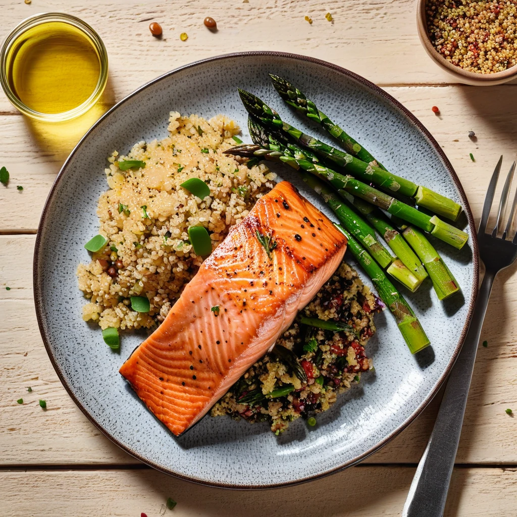 Grilled Salmon with Quinoa & Roasted Asparagus