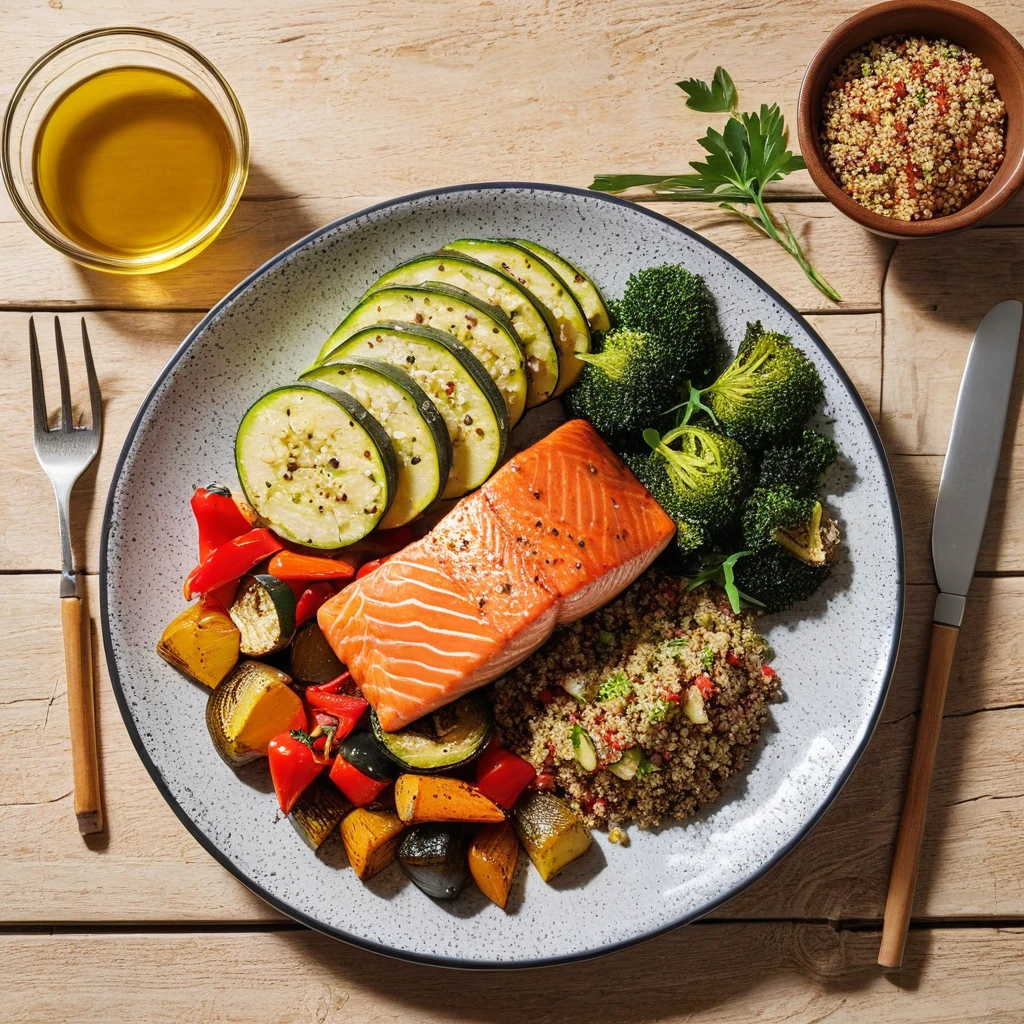Baked Salmon with Quinoa & Roasted Vegetables