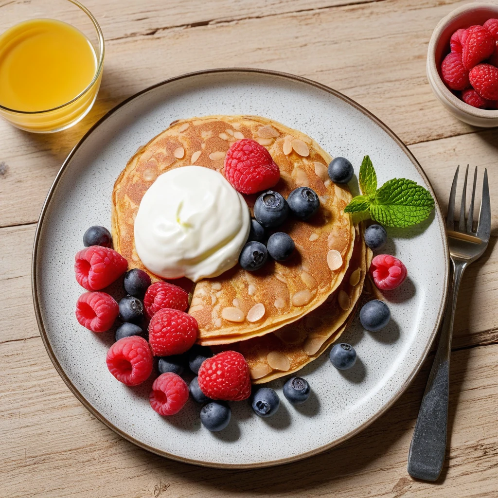 Protein-Pfannkuchen mit Beeren
