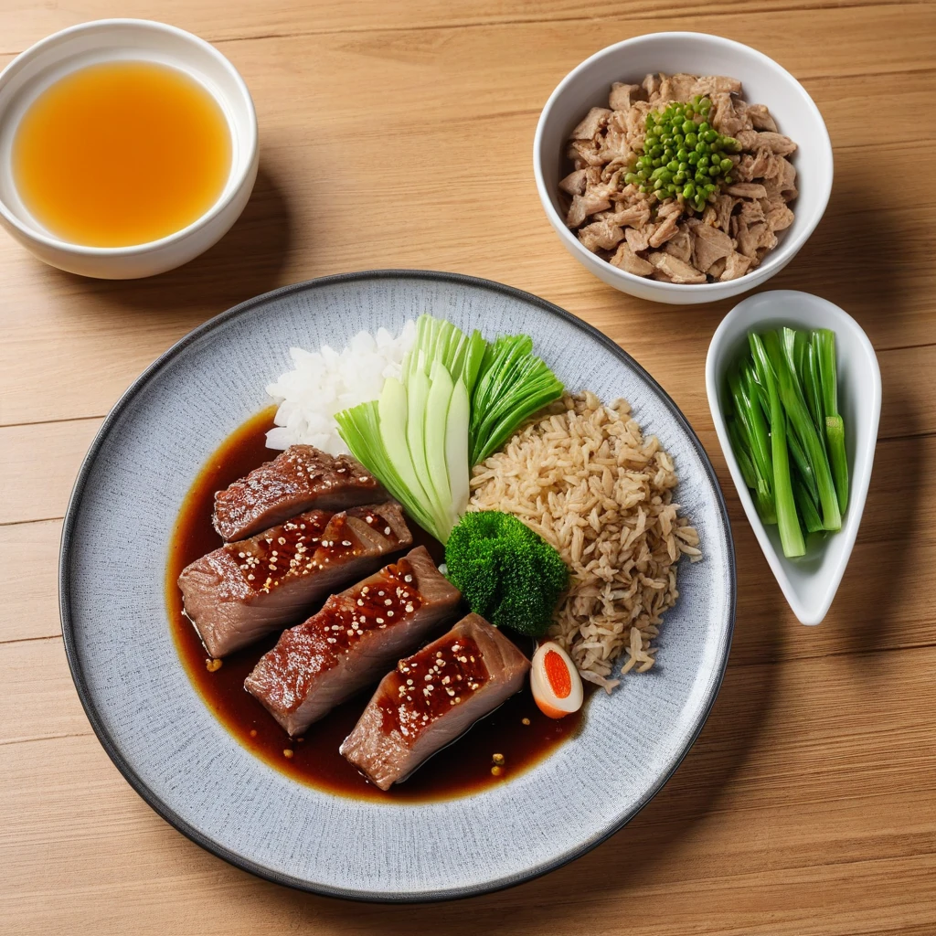 鸡肉面条汤配蔬菜