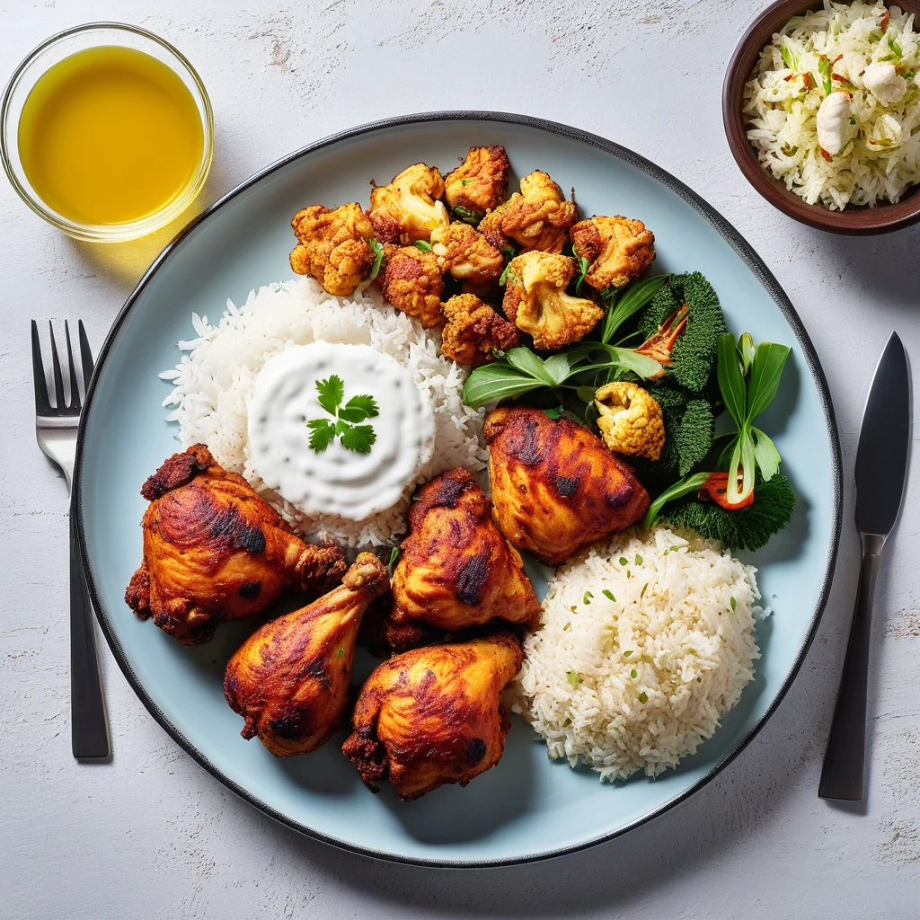 Tandoori Chicken with Basmati Rice and Roasted Cauliflower