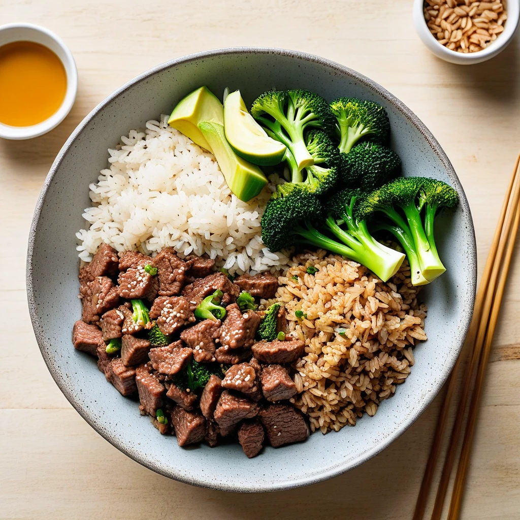 Lean Beef and Brown Rice Bowl with Broccoli