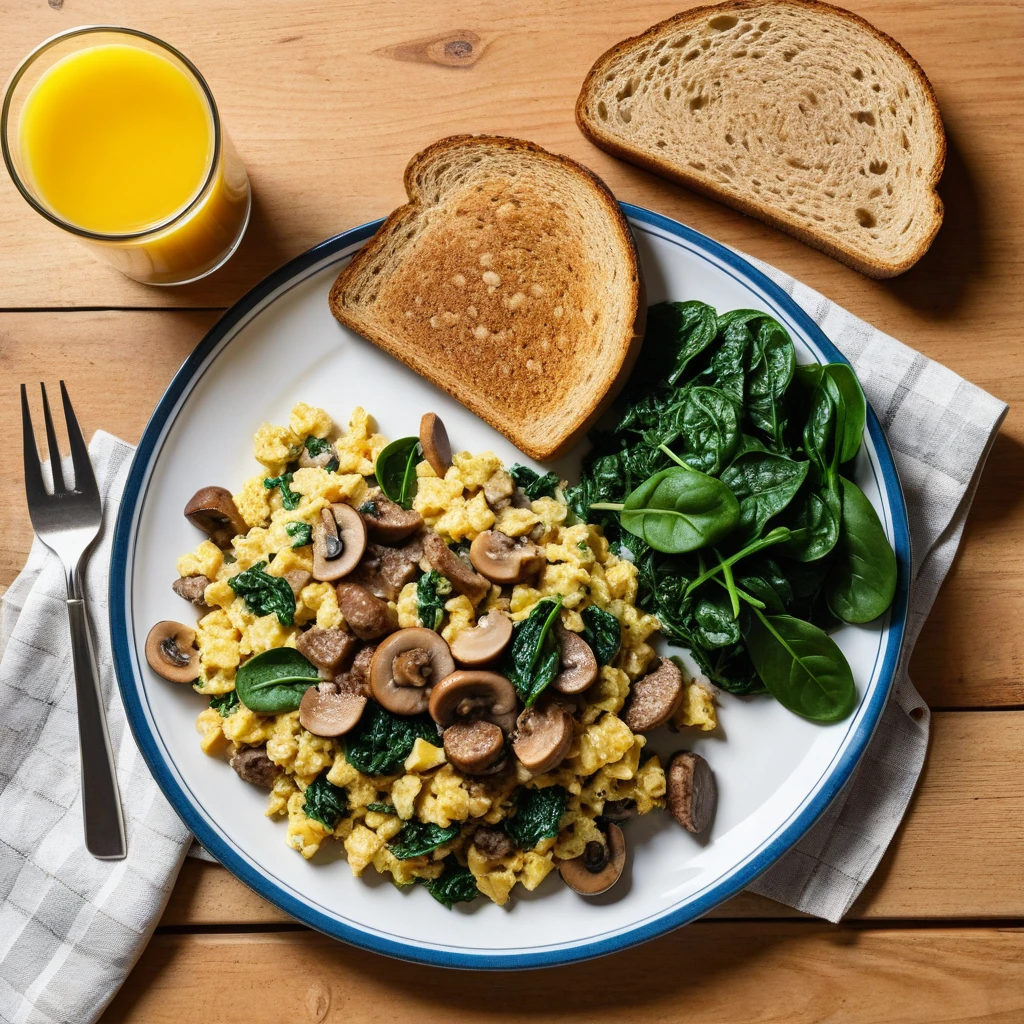 Sausage and Mushroom Scramble with Whole Wheat Toast