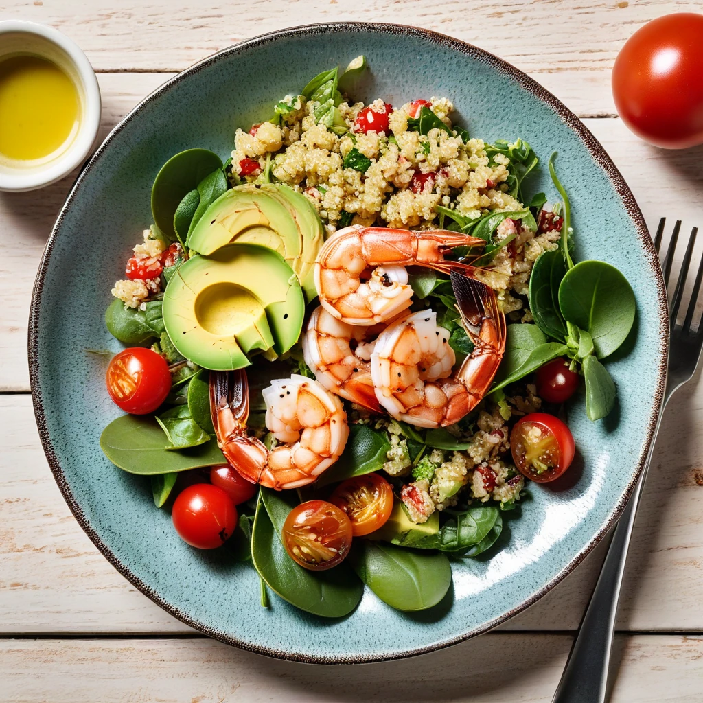 Grilled Shrimp and Avocado Salad with Quinoa