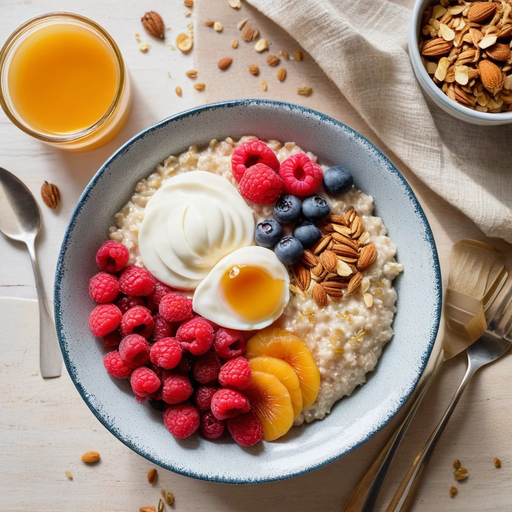 Porridge aux Flocons d'Avoine avec Fruits Rouges et Miel