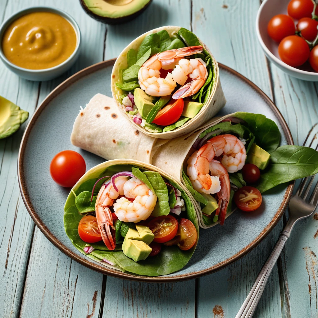 Shrimp and Avocado Salad Wrap