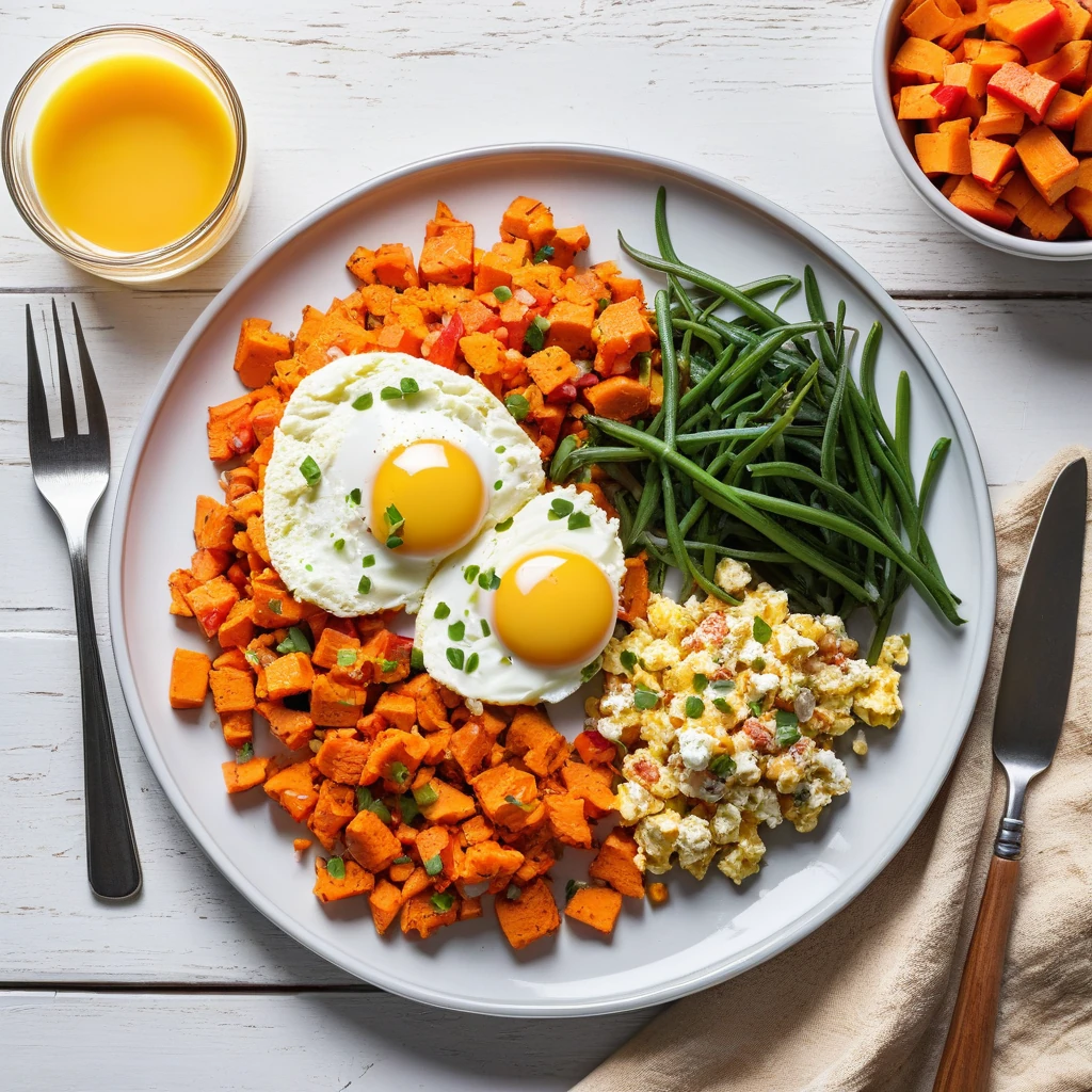 Protein-Packed Scrambled Eggs with Sweet Potato Hash
