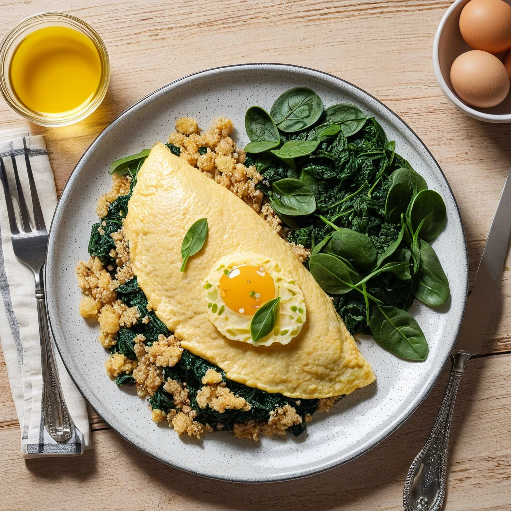 Savory Spinach and Chicken Omelette with Quinoa