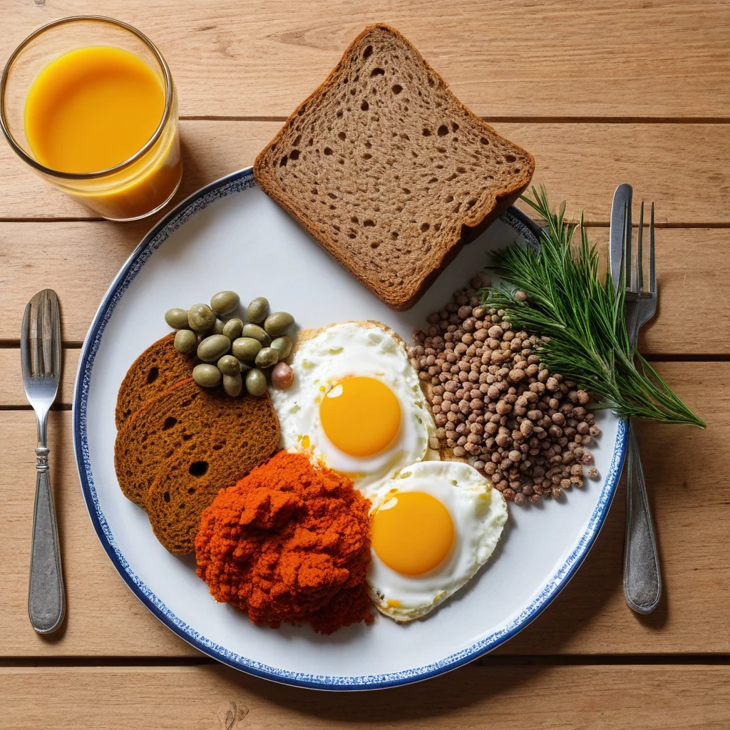 Rührei mit Gemüse und Vollkornbrot