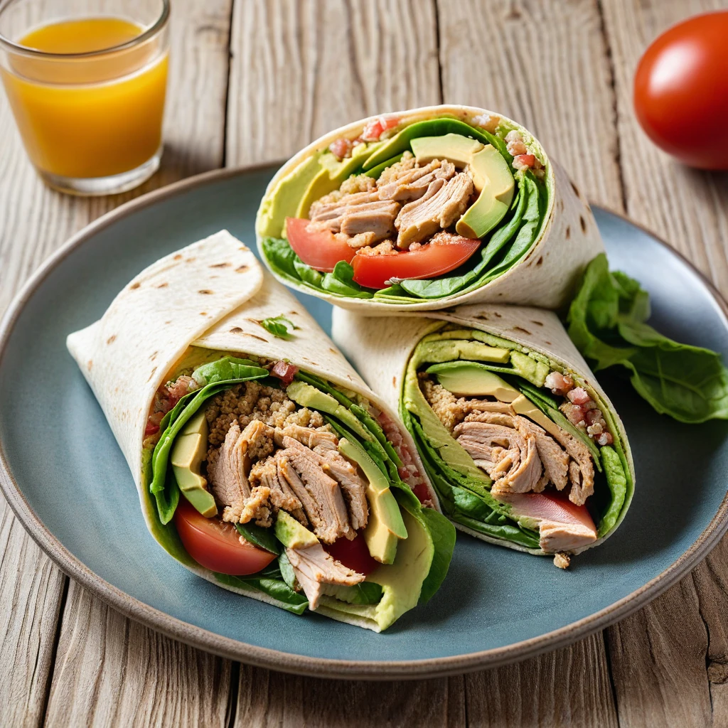 Turkey and Avocado Wrap with Quinoa Salad