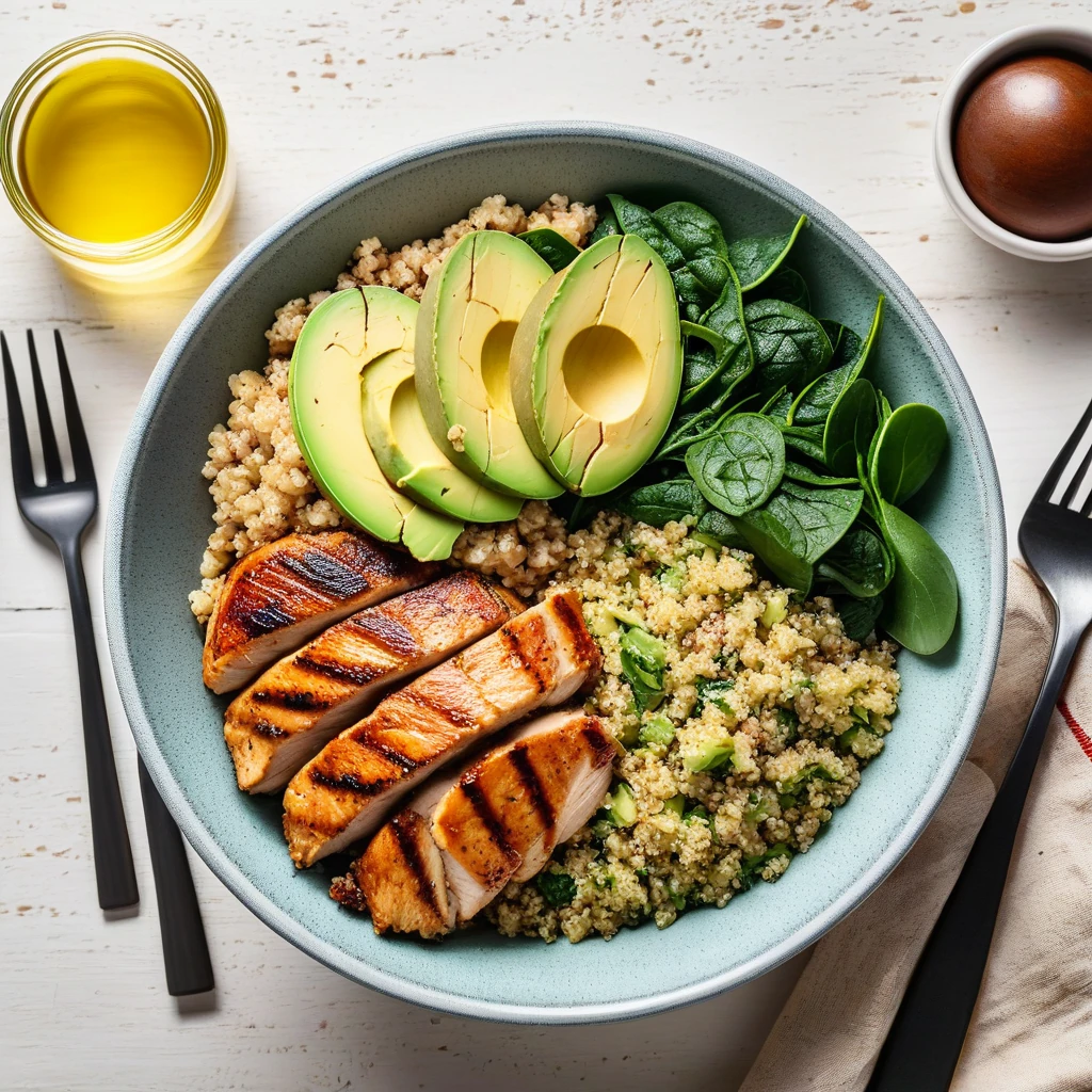 Savory Quinoa Bowl with Grilled Chicken and Avocado