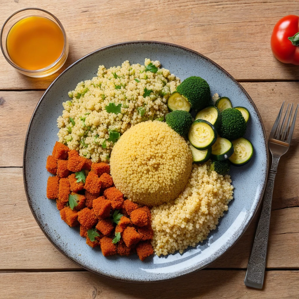 Hähnchen-Couscous-Schüssel mit Gemüse