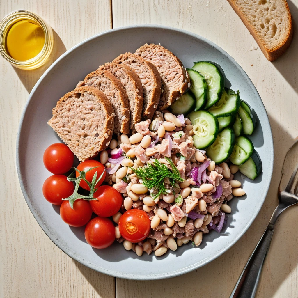 Tuna and White Bean Salad with Whole Grain Bread