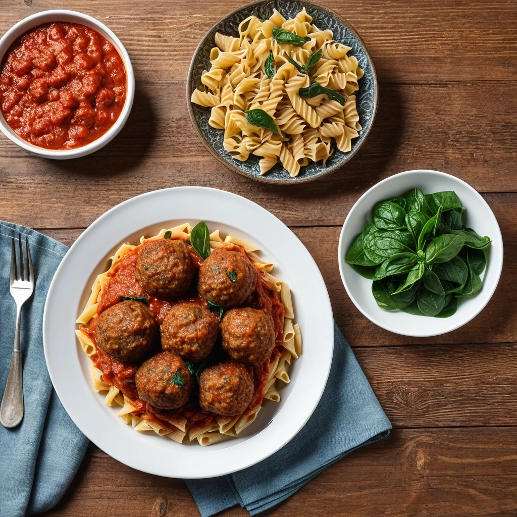 Baked Lamb Meatballs with Whole Wheat Pasta and Marinara