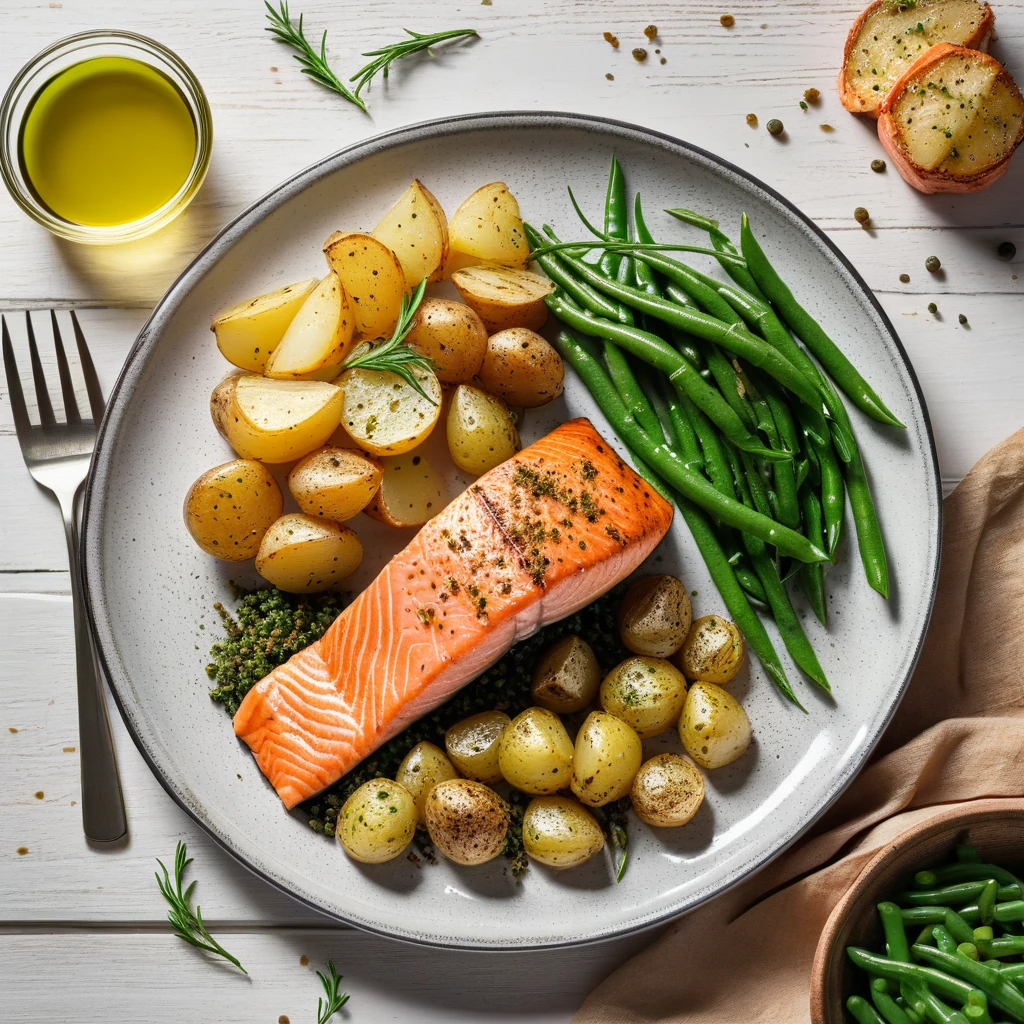 Salmon with Herb-Crusted Potatoes and Green Beans