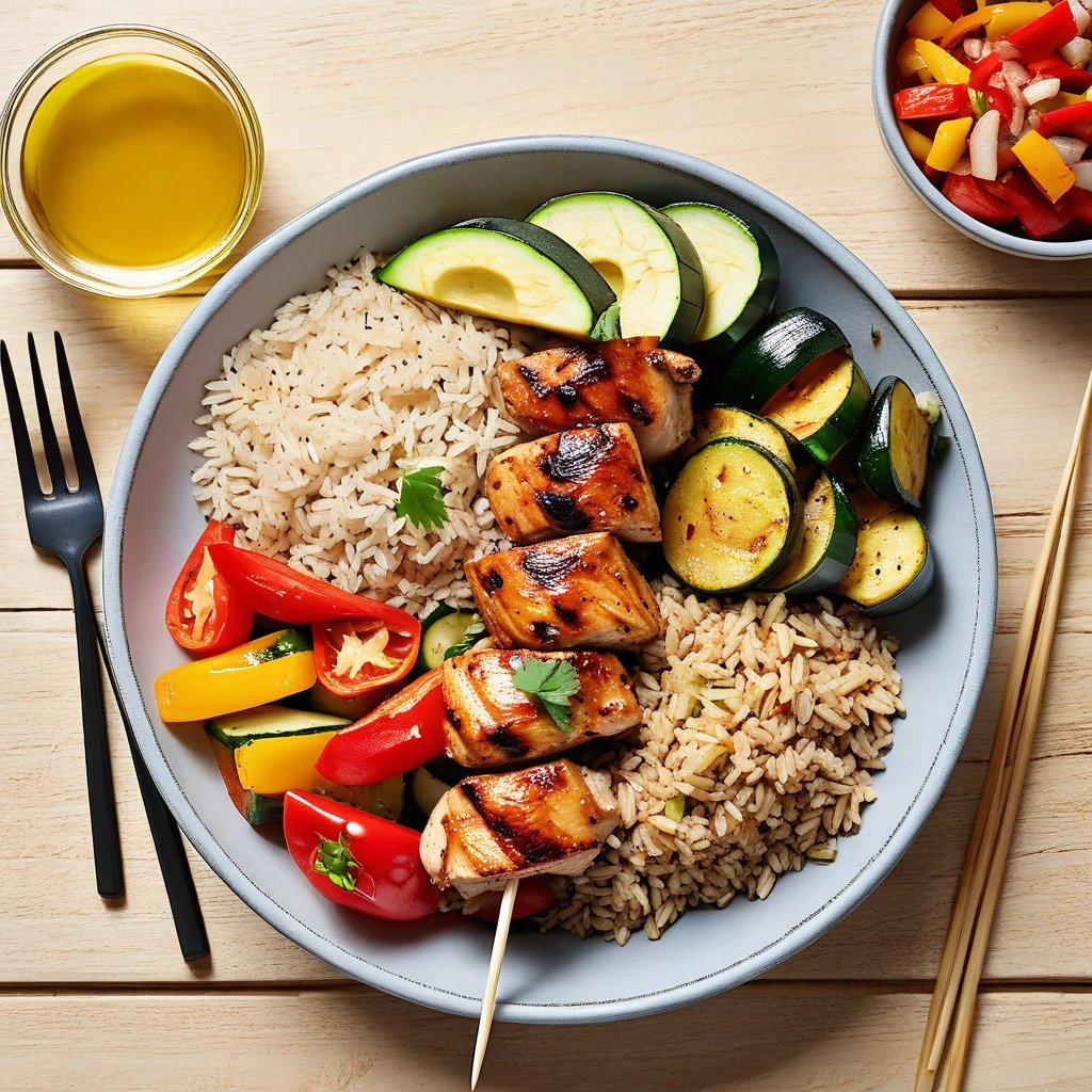 Grilled Chicken and Vegetable Skewer Bowl