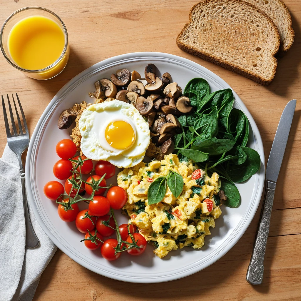 Veggie Egg Scramble with Whole Wheat Toast
