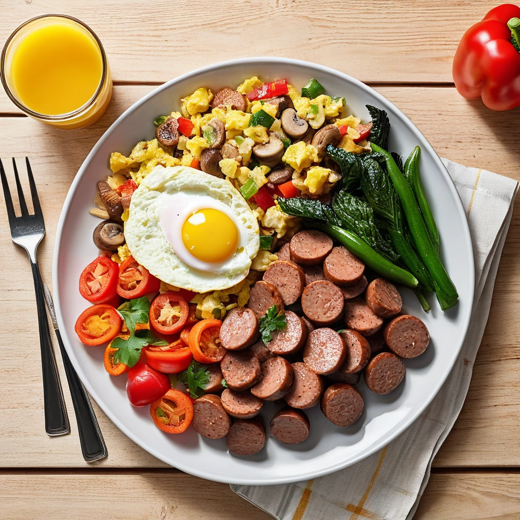 Turkey Sausage and Vegetable Breakfast Scramble