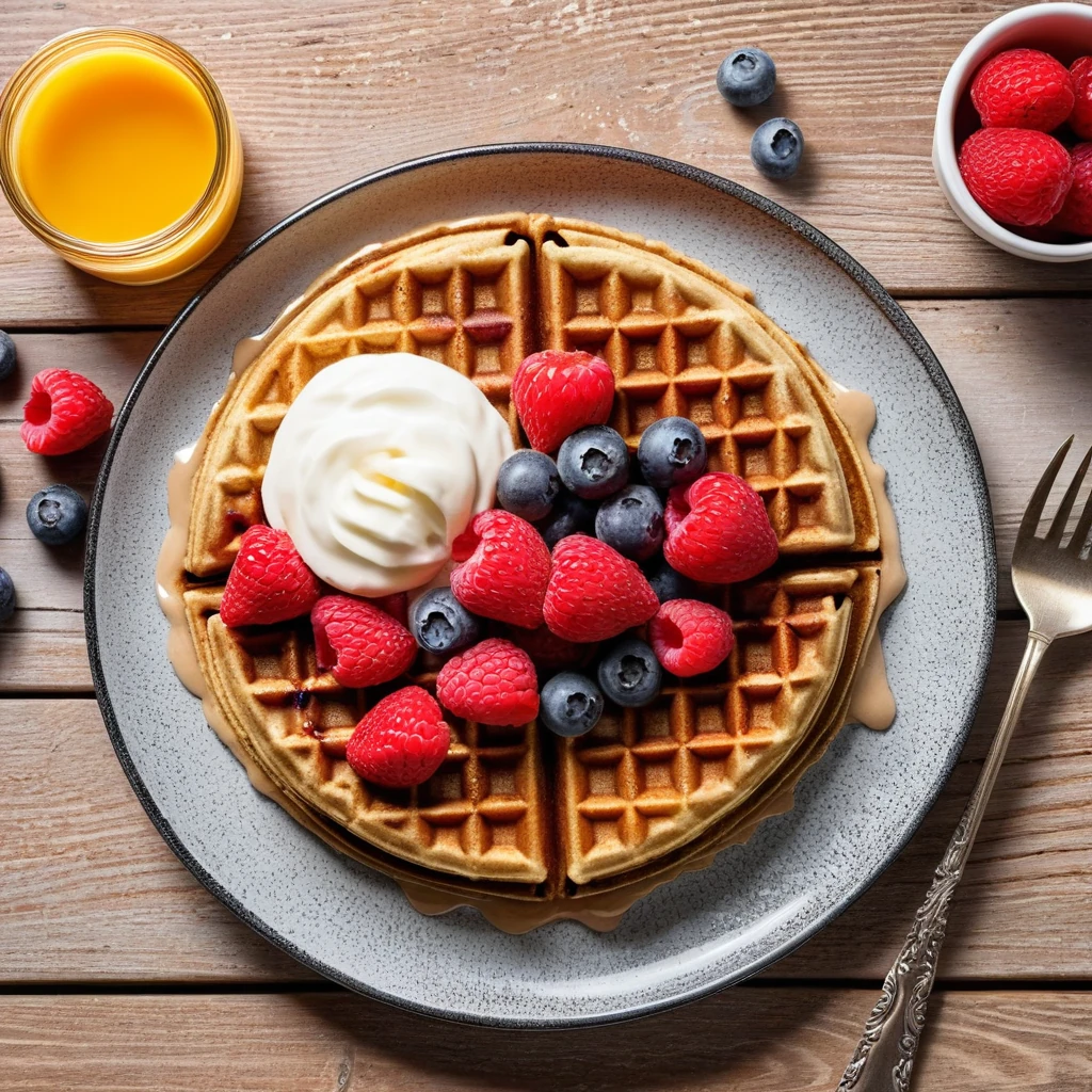Oatmeal Waffles with Berries