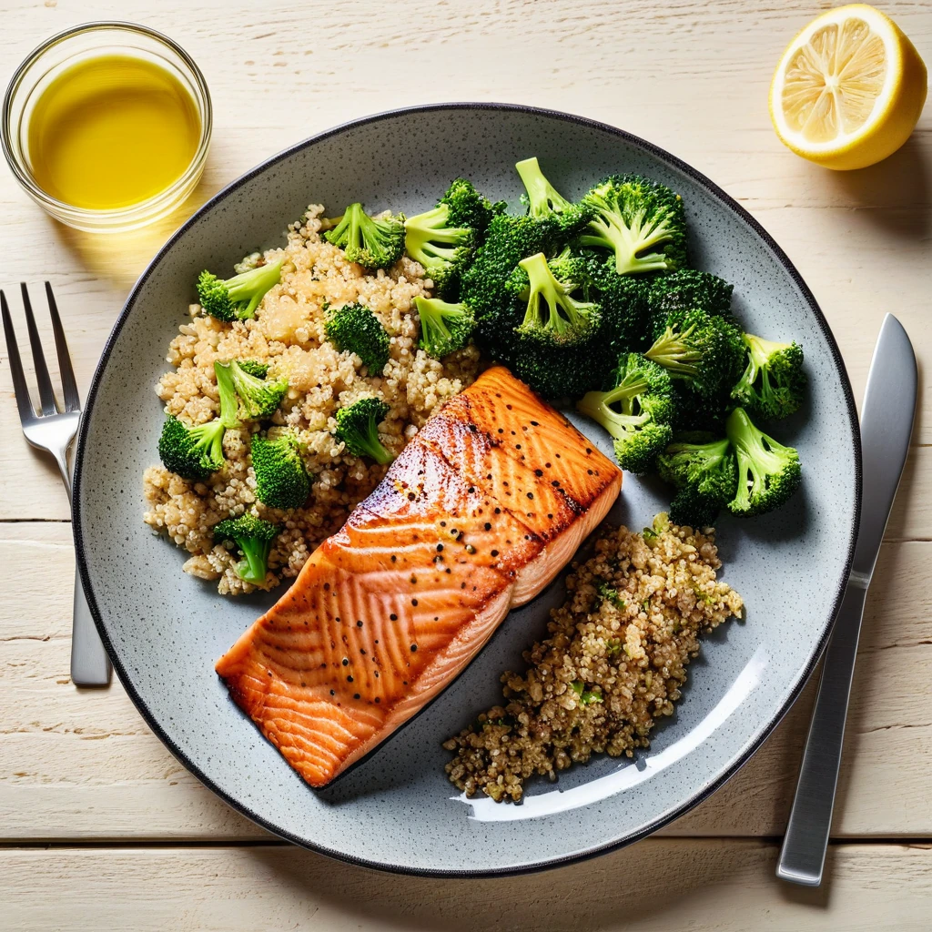 Grilled Salmon with Quinoa and Broccoli
