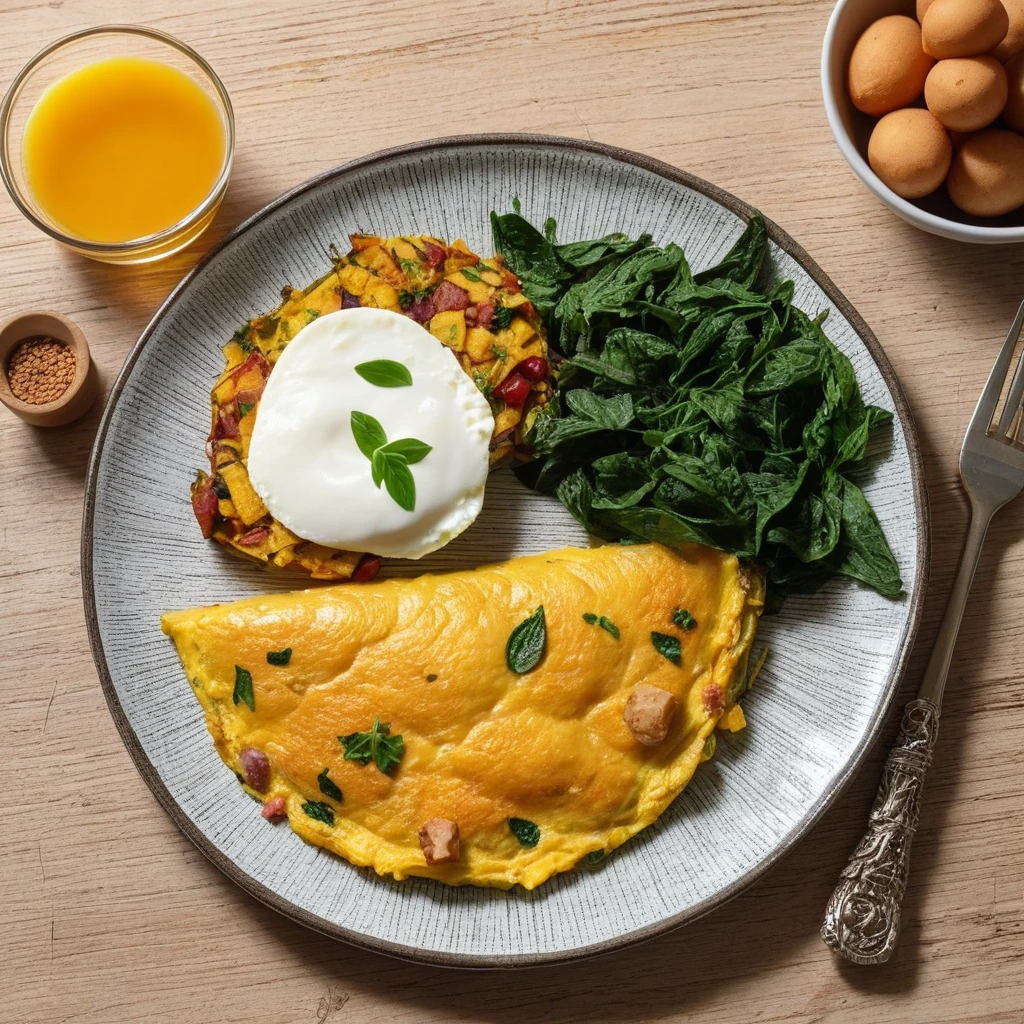 Omelete de Espinafre com Batata Doce Assada