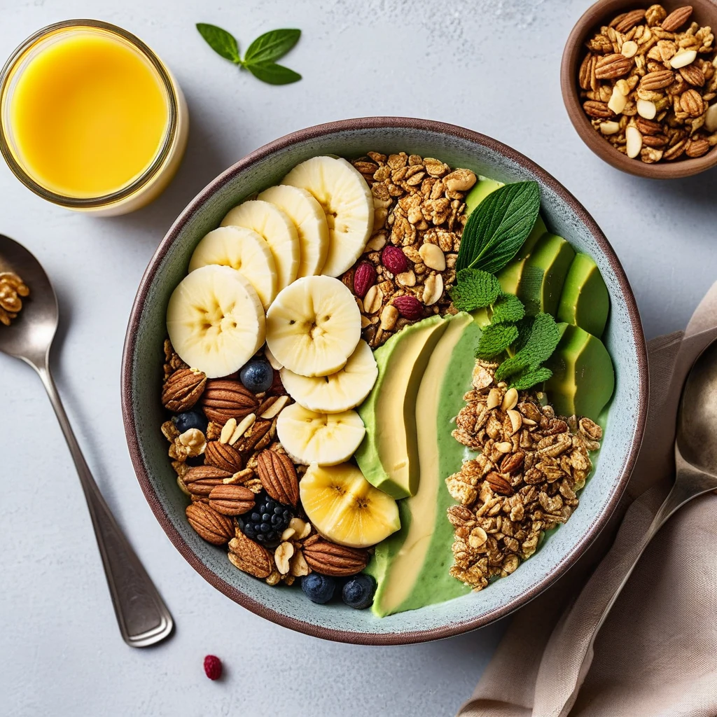Smoothie bowl à l'avocat et granola maison