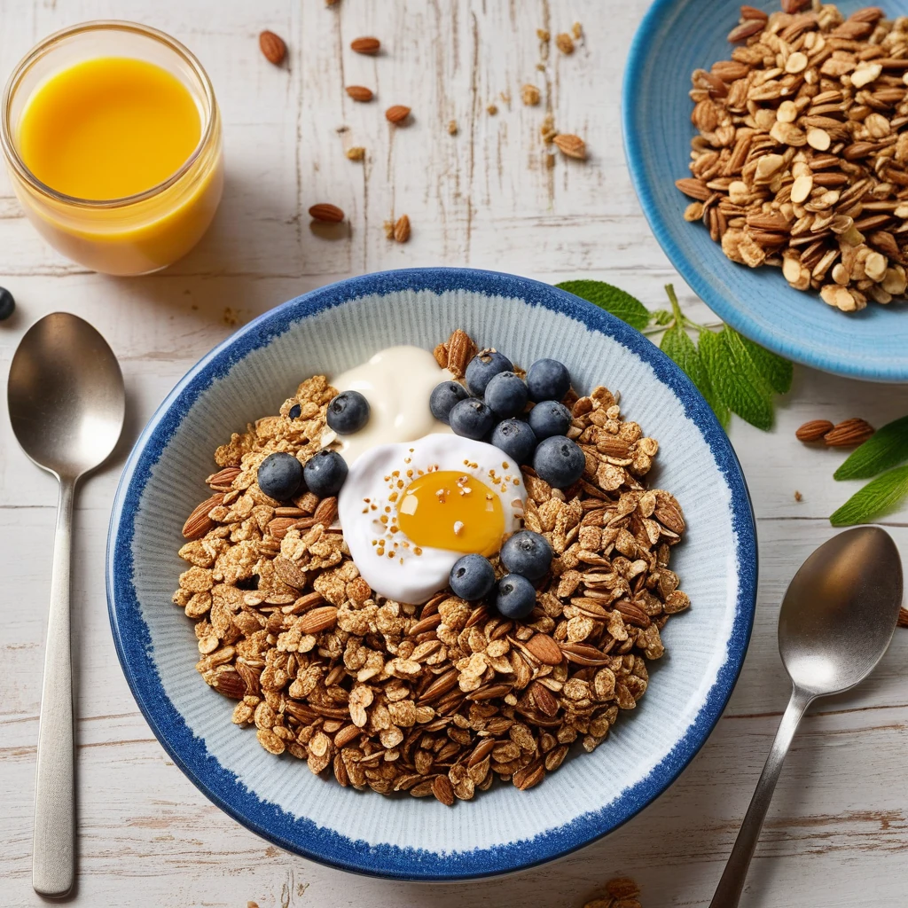 Vollkorn-Müsli mit griechischem Joghurt und Früchten