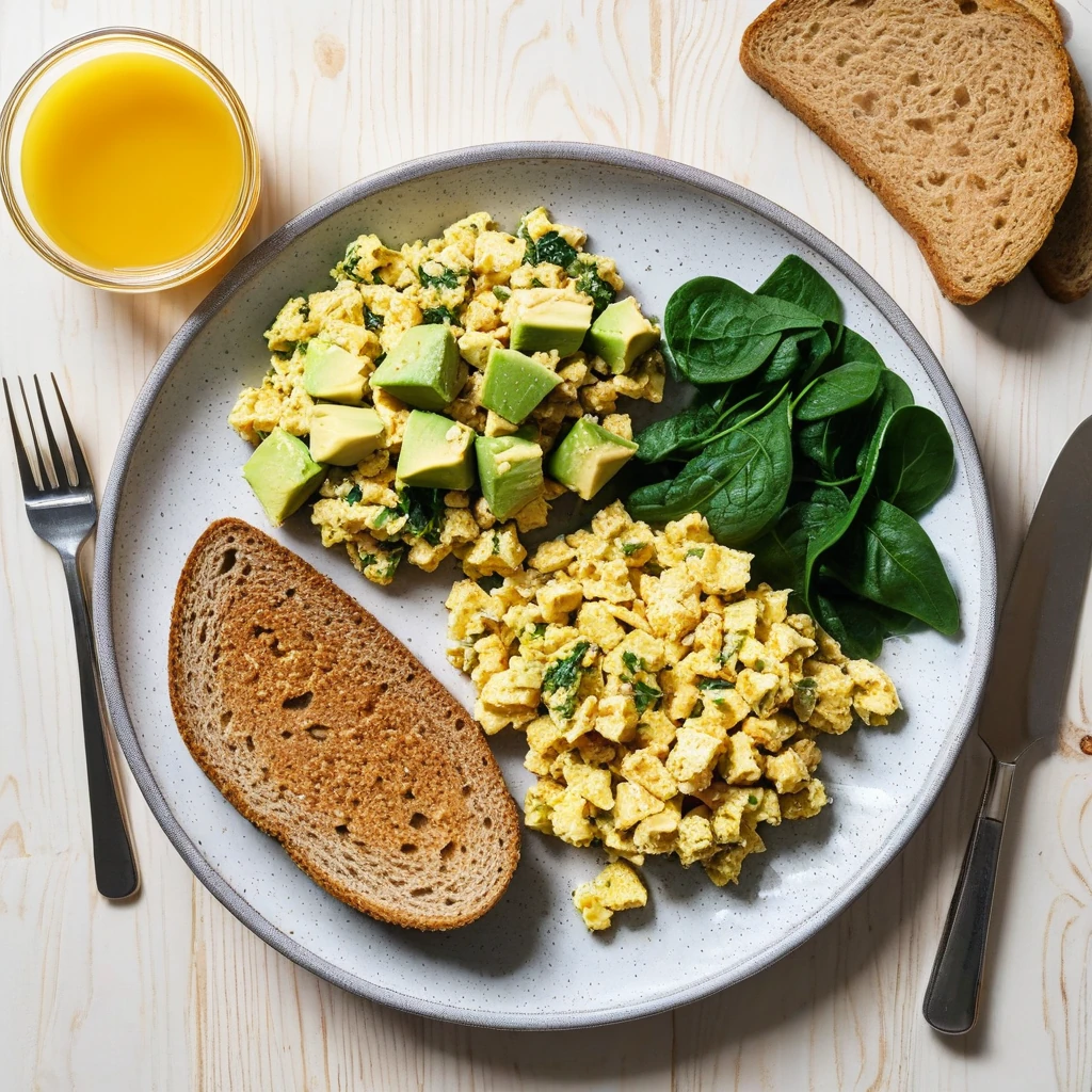 protein-rich scrambled tofu with whole grain toast