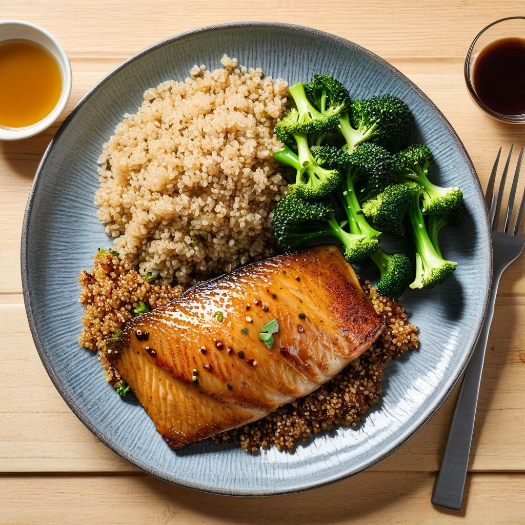 Teriyaki-Glazed Tilapia with Quinoa and Steamed Broccoli