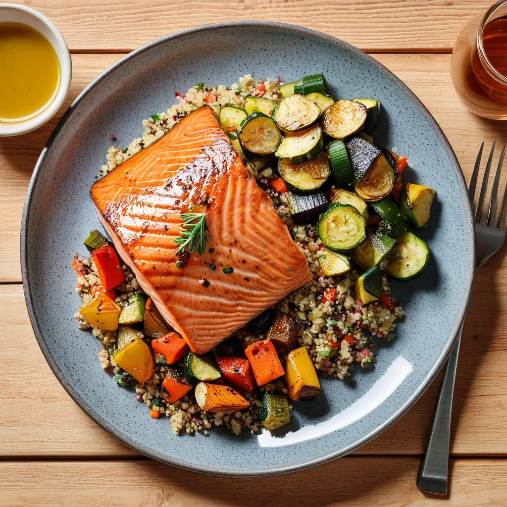 Grilled Salmon with Quinoa and Roasted Vegetables