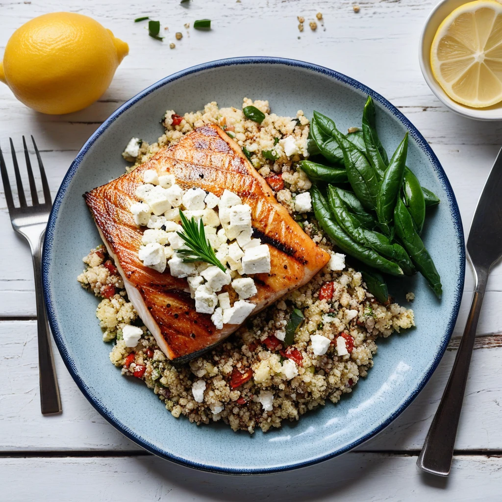 Mediterranean Grilled Fish with Feta and Quinoa