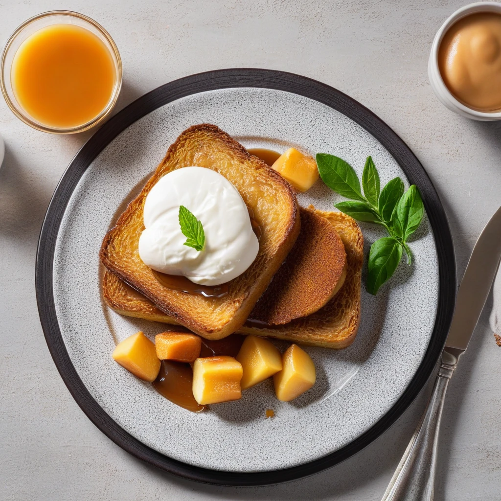 Pain perdu belge aux spéculoos et compote de pommes